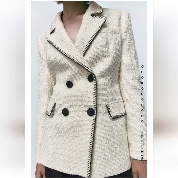 NWT Zara topstiched double breasted blazer - Picture 4 of 14